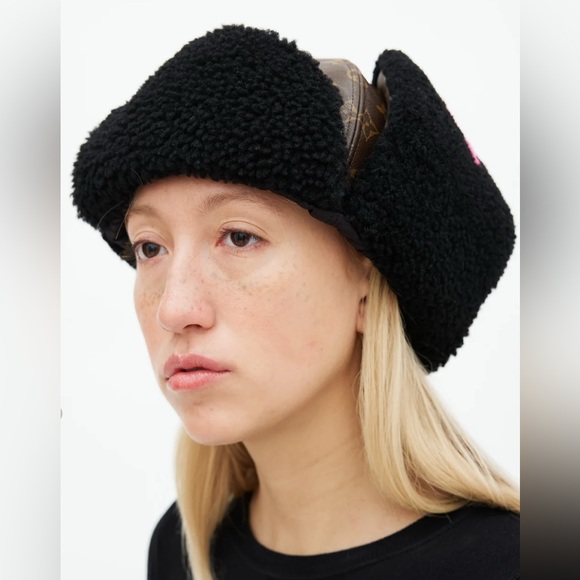 LOUIS VUITTON CHAPKALASKA SHEARING TRIMMED TRAPPER HAT NWOT - Picture 9 of 12